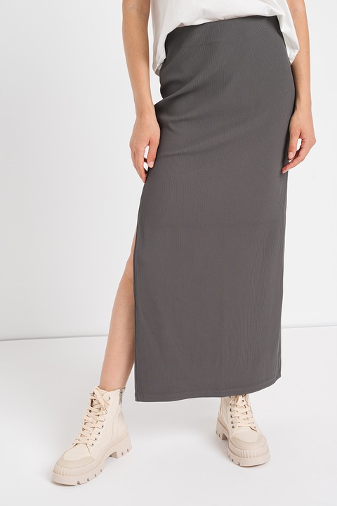 Only, Fusta dreapta maxi cu slit lateral, Gri inchis, M