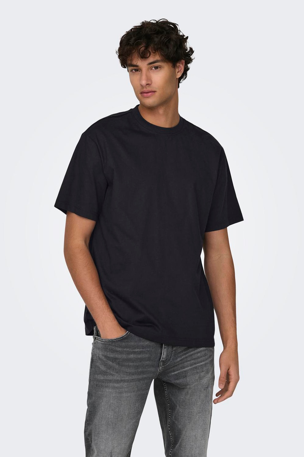 Only & Sons, Tricou relaxed-fit din bumbac organic Fred, Negru, XL