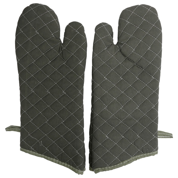 Sütőkesztyű, fekete pamut, hőálló, készlet