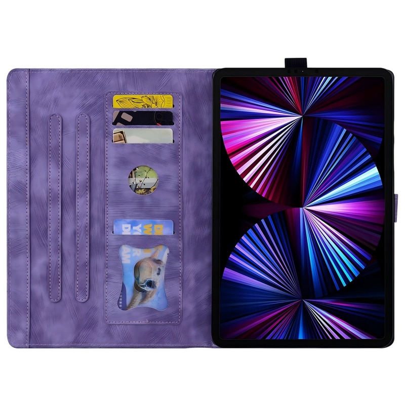 Husa tableta, Retro, cu slot pentru carduri, suport, mov, compatibila iPad Pro/Air, 10.9/11 inch