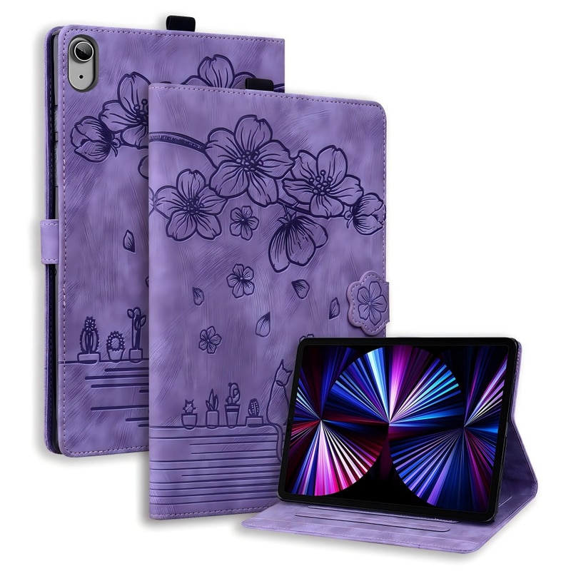 Husa tableta, Retro, cu slot pentru carduri, suport, mov, compatibila iPad Pro/Air, 10.9/11 inch