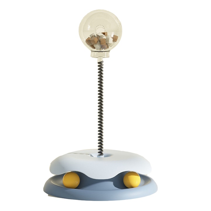 Interaktív játék macskáknak, BGHYHYHI, jutalom adagoló, műanyag, fehér\kék, 21,5x32cm