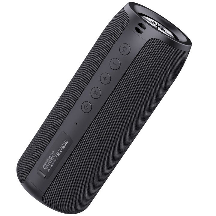 Golxmse Bluetooth Portable Speaker, IPX5 водоустойчивост, 12 часа автономност, черен, 7.4x7.4x12.3cm