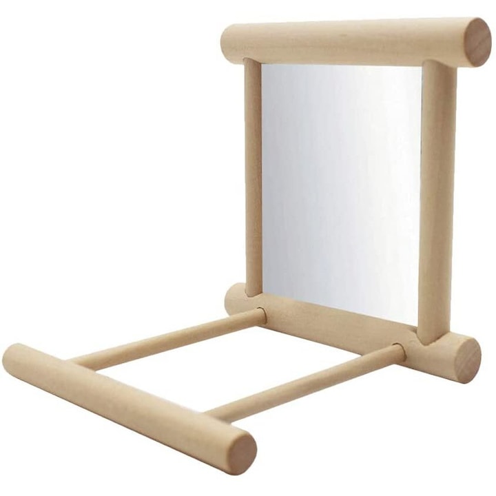 Tükör papagájoknak, AMRINUGL, Fa, 10 x 10 x 10 cm, natúr