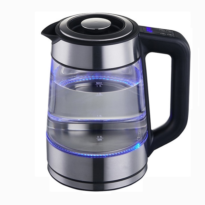 Електрическа кана Golxmse, контрол на температурата, LED осветление, 1.7L, черна, 22x17.3x22.8cm