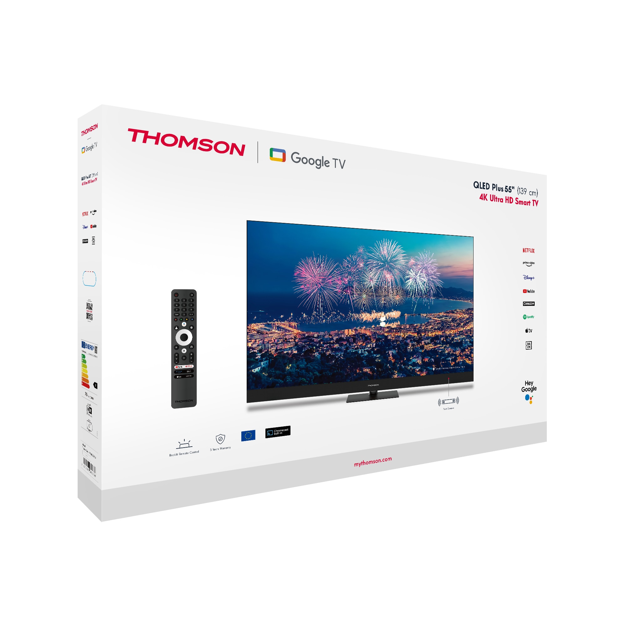 Televizor Google Thomson 55QG6C14 139 cm, 4K, Smart QLED Plus cu difuzor frontal