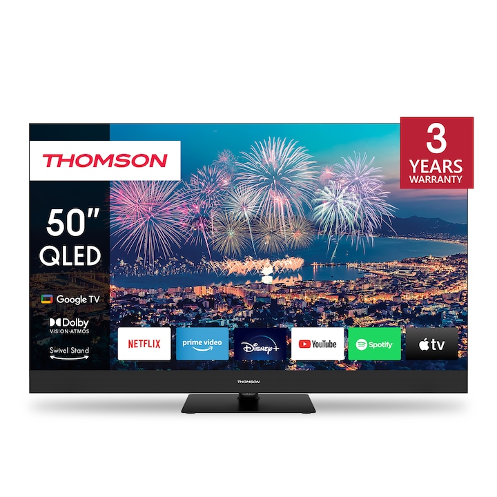 Thomson 50QG6C14 126 cm, 4K, Smart QLED Plus Телевизор Google с преден високоговорител