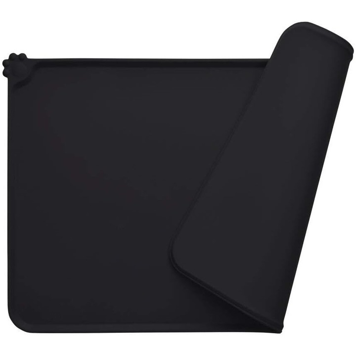 Kisállat etetőtálca, TNEAYWHE, kiváló minőségű szilikon, vízálló, rugalmas, fekete, extra nagy