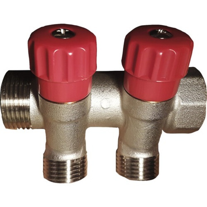 Distribuitor Cu Robinet 3/4”, 2 Iesiri, Rosu