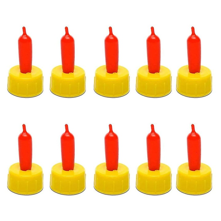 Set 20 tetine din silicon pentru hranirea mieilor, BGHYHYHI, rosu si galben, 5.7x3cm