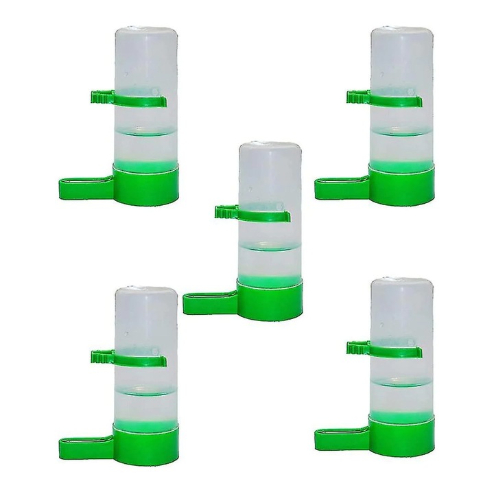 Dispenser apa pentru pasari, BGHYHYHI, set 5 buc, verde, 8.5x3.2cm