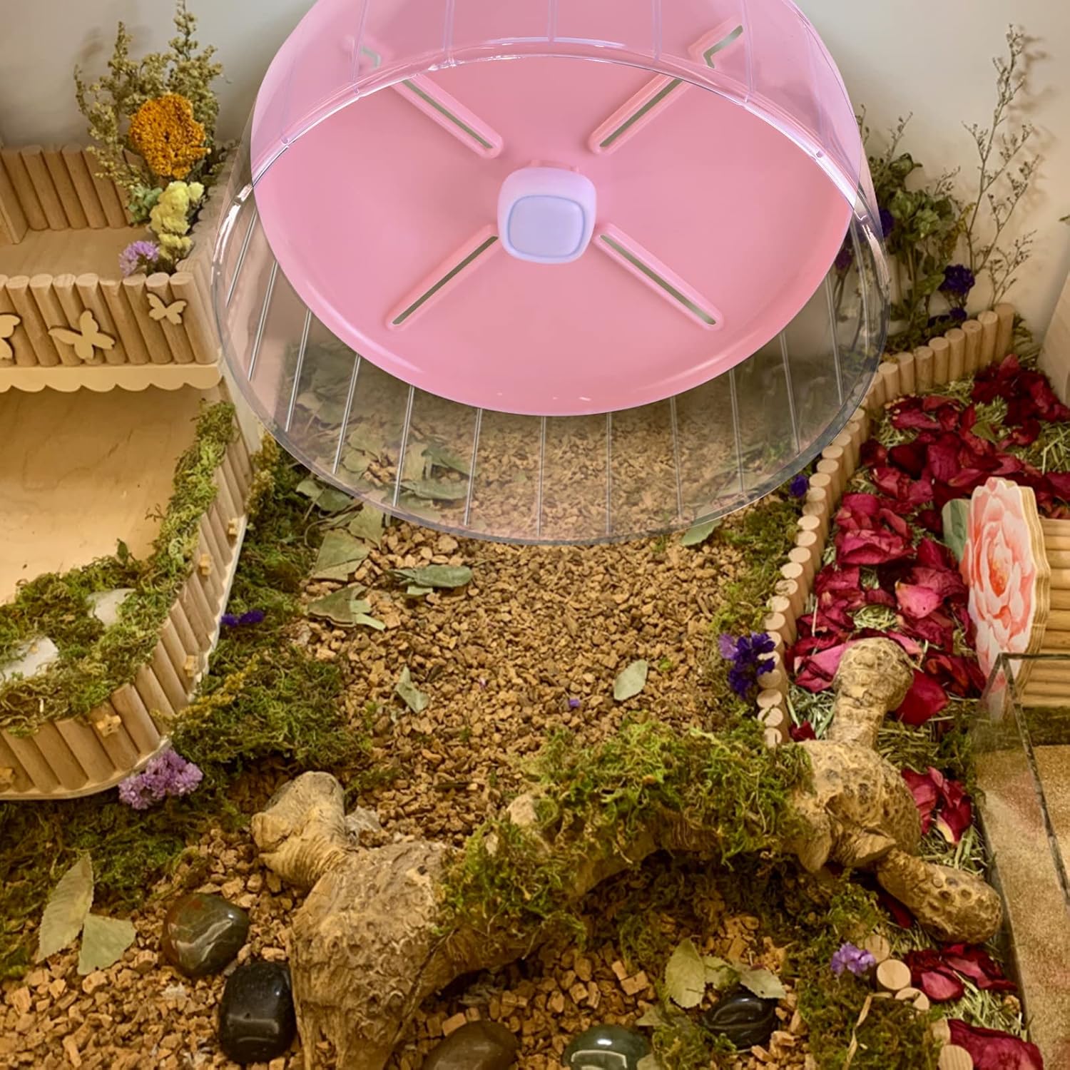 Roata Roz Roata de exercitii pentru hamsteri, AMRINUGL, 26cm, Design silentios ...