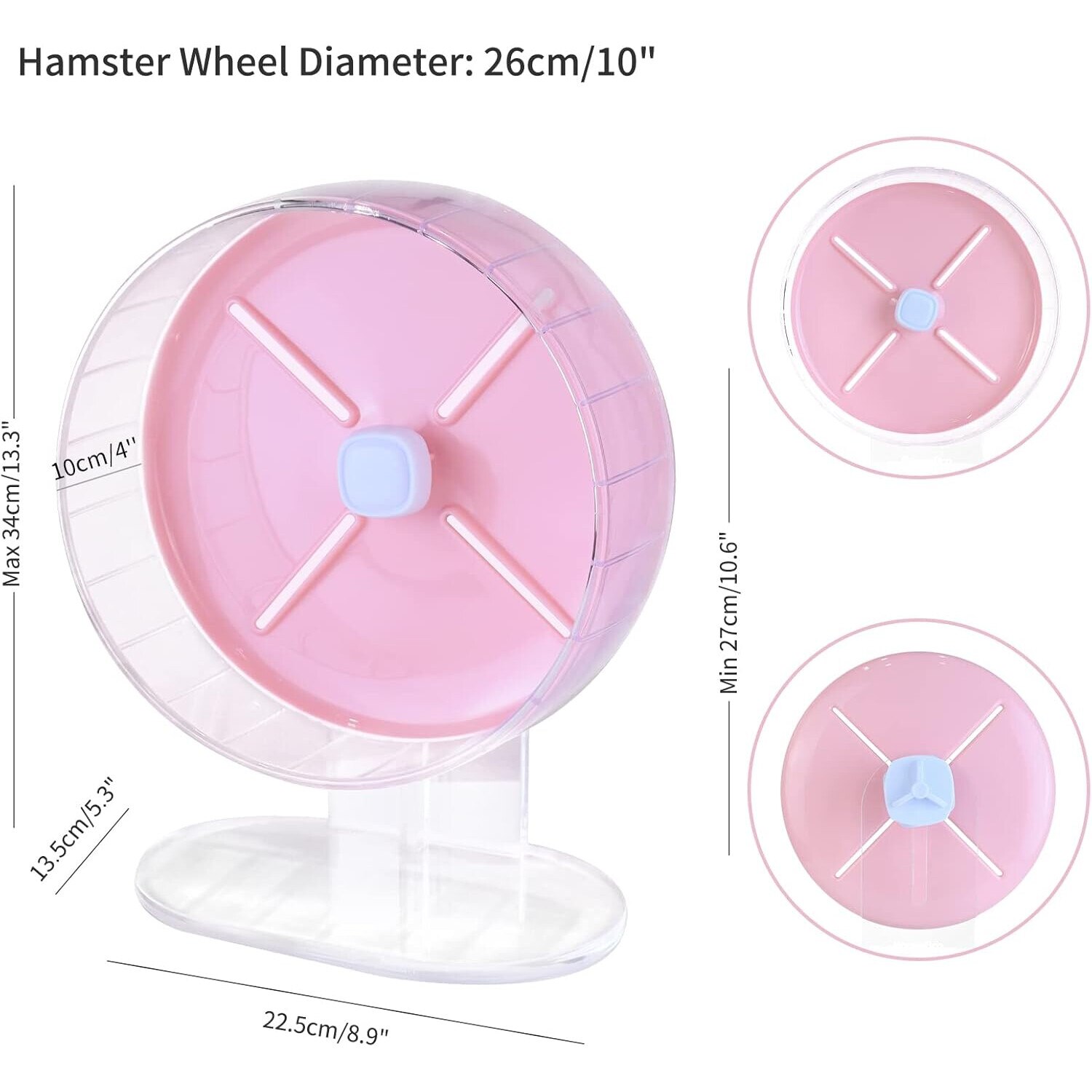 Roata Roz Roata de exercitii pentru hamsteri, AMRINUGL, 26cm, Design silentios ...