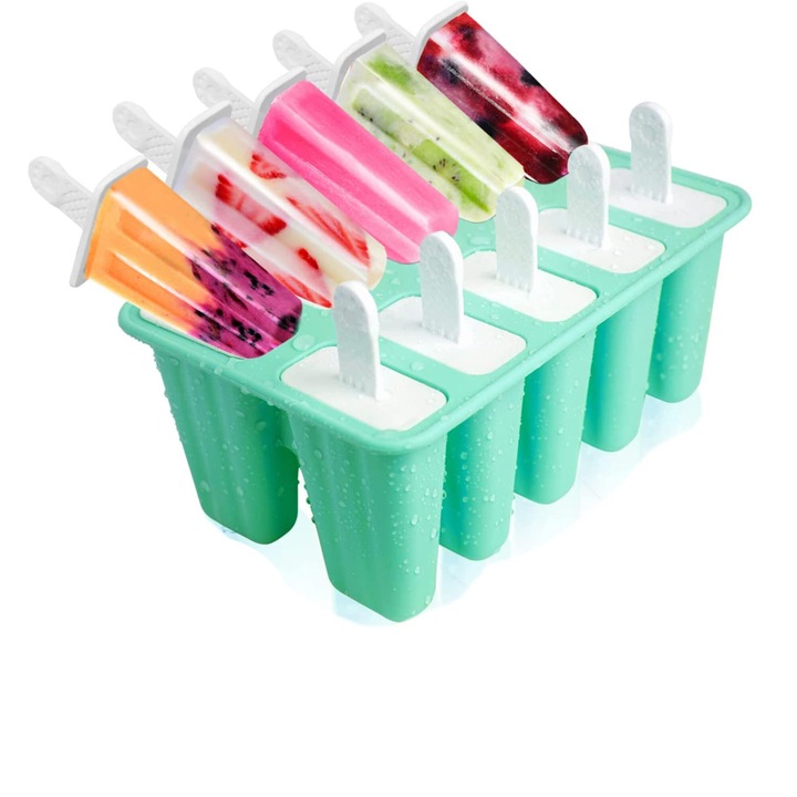 Jormftte fagylaltforma készlet, élelmiszer-szilikon, tapadásmentes, zöld, 10 db