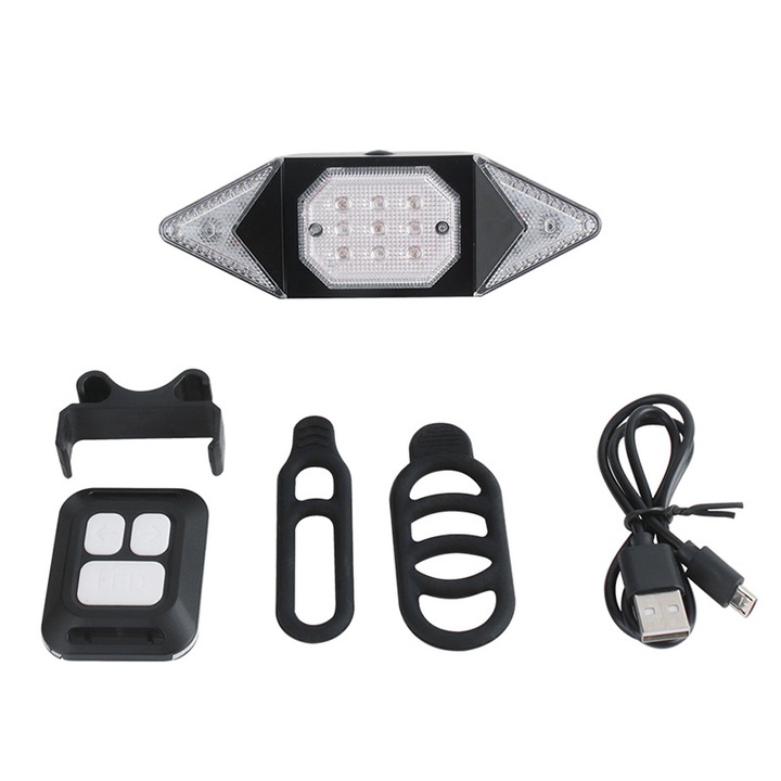 Lumina semnalizare bicicleta HERUSI telecomanda USB rezistenta la apa