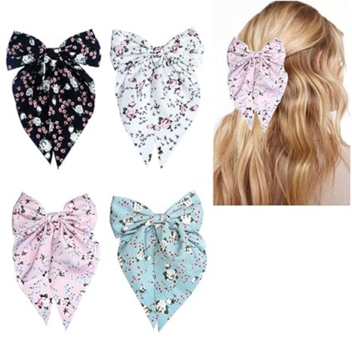 4 db-os hajcsat készlet masnikkal, többszínű, 20cm