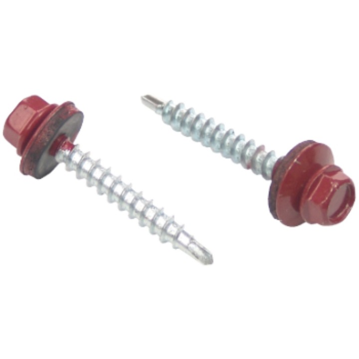 Holsurub autoforant cap hexagonal, rosu, 4.8 x 50 mm, 200 buc / cutie