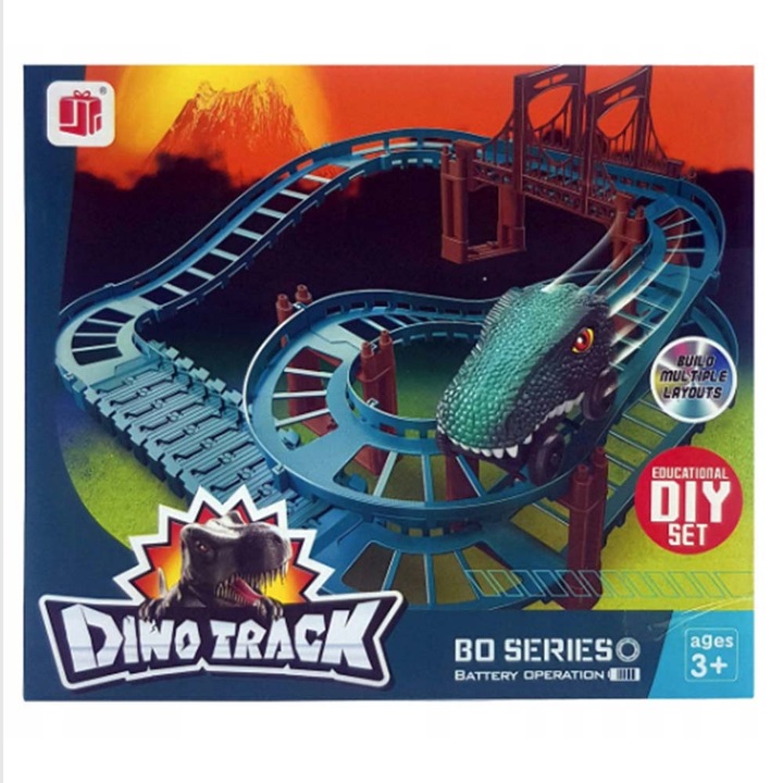 Jucarie dino truck, elektromos dinoszauruszos autók, versenypálya, gyerekeknek, Dalimag