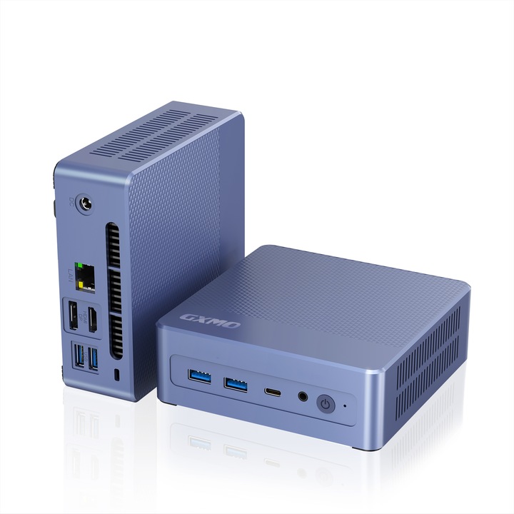 Мини компютър Windows 11 Pro, Intel Alder Lake N95 (до 3.4GHz), Mini PC 16GB RAM DDR4 512GB SSD, 4K UHD, RJ45, WiFi 2.4/5G, лилаво синьо