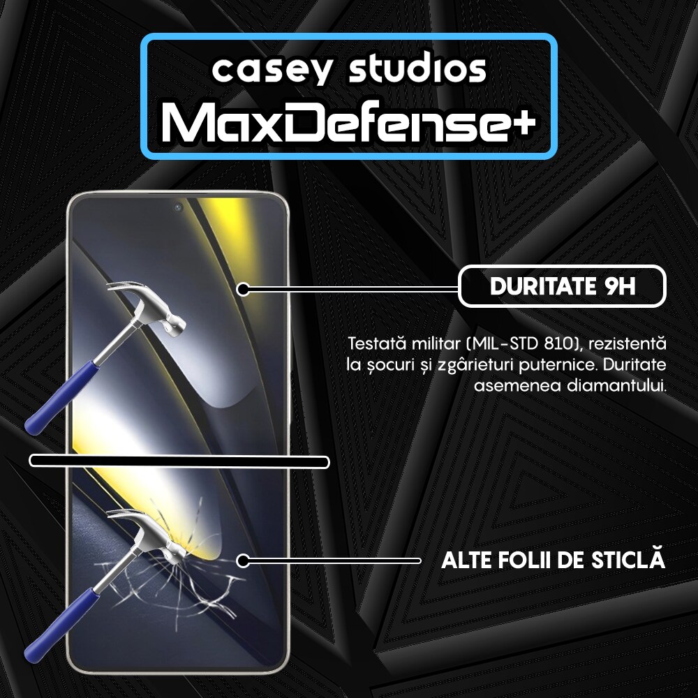 Folie Sticla CASEY STUDIOS™ compatibila cu Xiaomi Poco F6, Full Cover 3D, Full Glue, Duritate Militara, Ultra HD, Anti Zgarieturi, Anti Amprente, Anti Socuri, Margini Negre