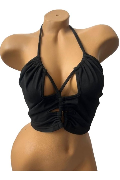 Горнище с гол гръб, черно, размер М, полиестер