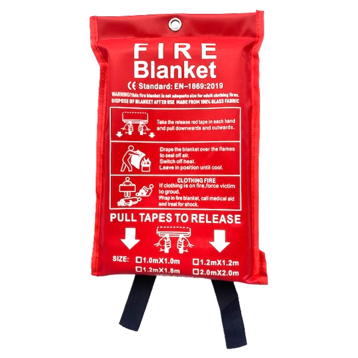 CCEU tűzoltó takaró, 100% üvegszálas, 420 g/m2 súlyú, 0, 42 mm vastag, 1x1 m