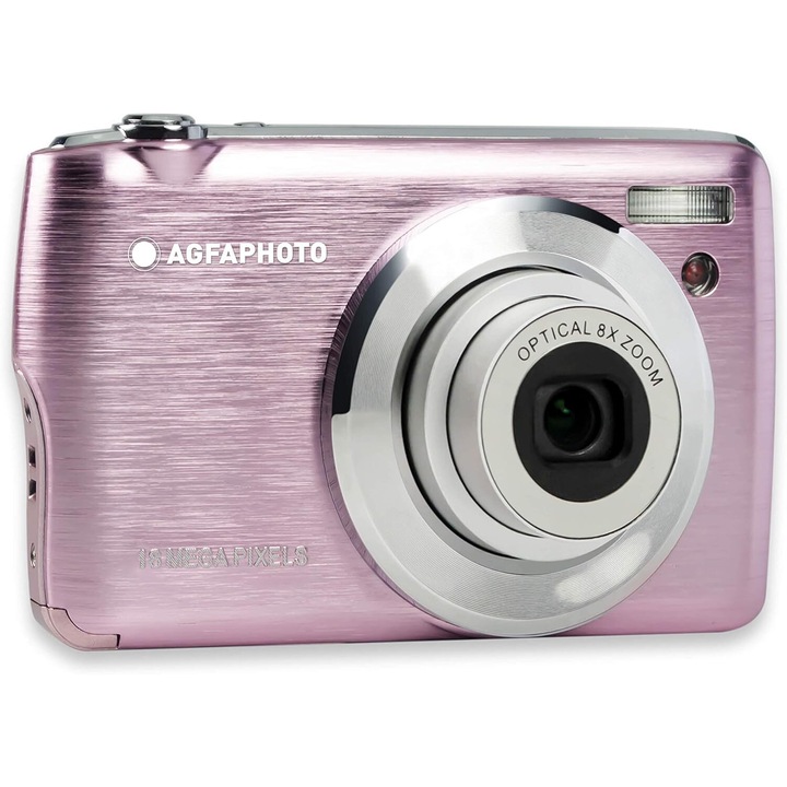 Цифров фотоапарат AgfaPhoto DC8200 18MP, включва SD карта 16 GB и калъф, Розов