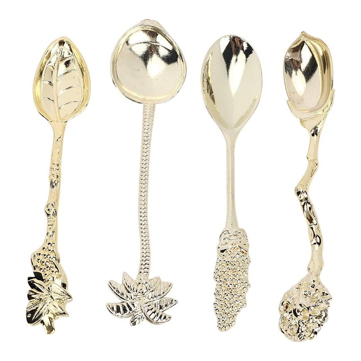 Миниатюрни лъжички от неръждаема стомана, посребрени, комплект от 4 броя, елегантен дизайн, леки и издръжливи Enforose