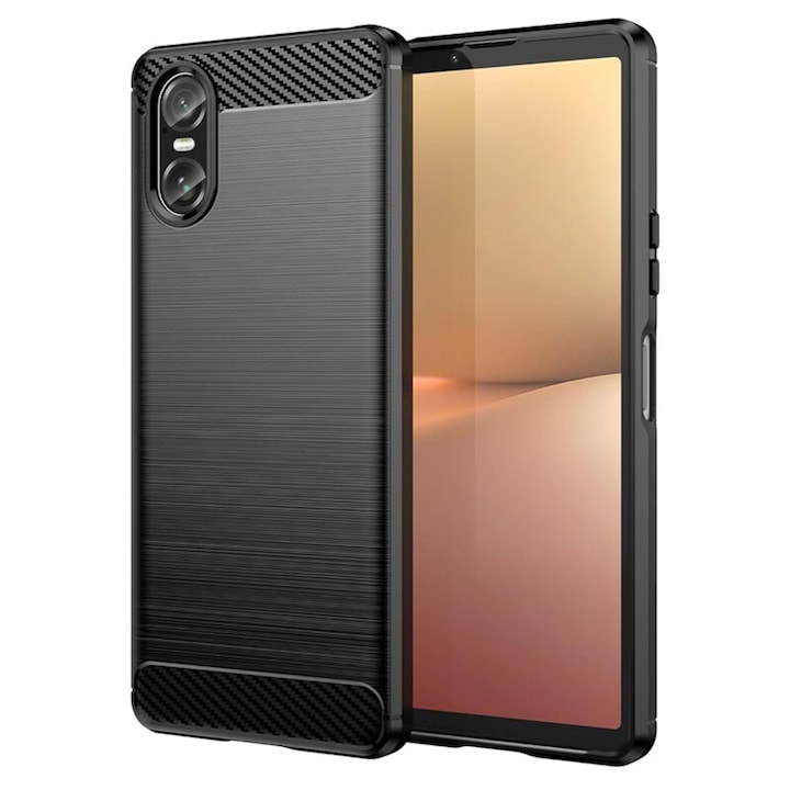 Защитен калъф, съвместим със Sony Xperia 10 VI, Carbon Silicone, TPU, черен