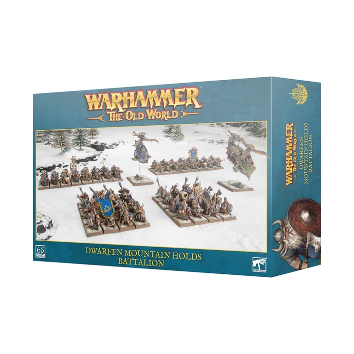 Warhammer the Old World Game Expansion Dwarfen Mountain Holds Battalion Games Workshop 66 Модели за изграждане, Сив