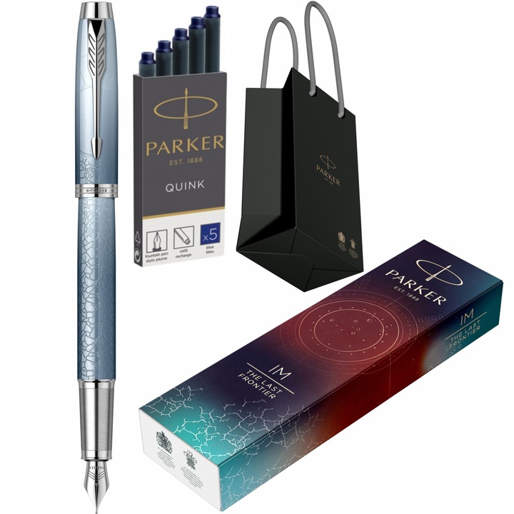 Stilou Parker IM Royal SE The Last Frontier Artic cu cartuse lungi Parker Quink 5 buc si punga Parker
