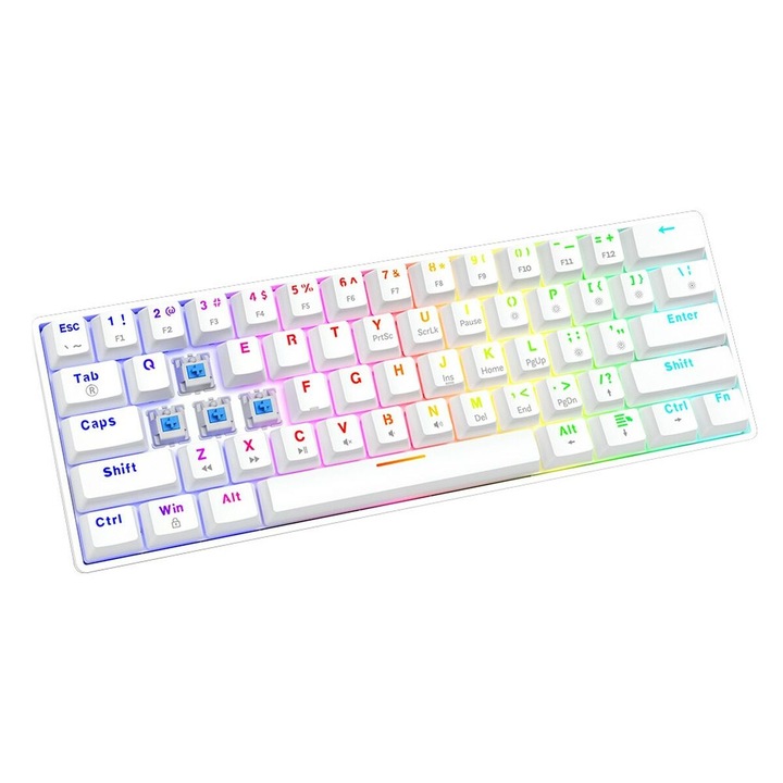 Tastatura Savio WHITEOUT X2 BLUE Alb Qwerty US