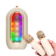Microfon karaoke portabil cu bluetooth si iluminare LED, Amavis, efecte audio profesionale, difuzor integrat, compatibil Android/iOS, perfect pentru cadouri si petreceri, design elegant, bej