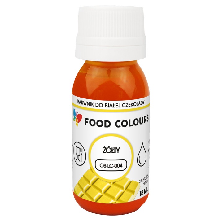 Colorant alimentar lichid Food Colours, pentru grasimi, 18ml, galben