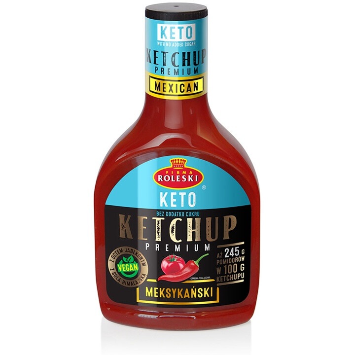 Ketchup Premium Mexican Keto, Roleski, fara zahar adaugat, vegan, 425g