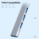 USB хъб адаптер Type-C MRG MGL232, 4x USB, USB 3.0, Multiport 4 в 1, съвместим Macbook, Ipad и Android, ултра тънък, сребрист