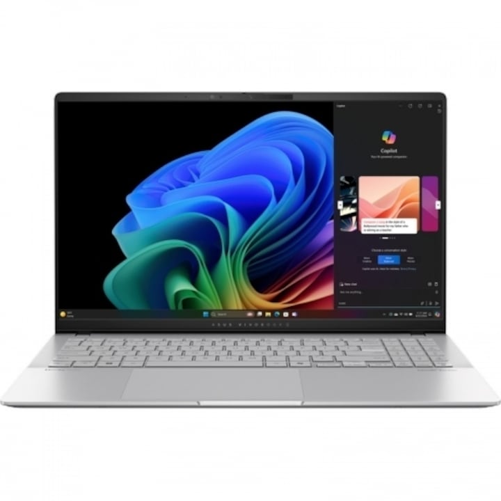 Laptop ASUS VivoBook S 15, 15.6" 3K, Qualcomm Snapdragon X Elite X1E-78-100, 32 GB RAM LPDDR5x, 1 TB SSD, Qualcomm Adreno, Windows 11 Pro, Silver LPDDR5x