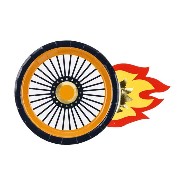 Set 6 farfurii pentru petrecere, Party Deco, forma de roata, multicolor