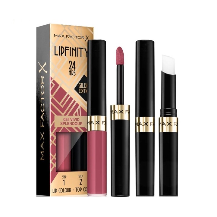 Ruj rezistent la transfer Max Factor Lipfinity 24HRS Duo Lip Colour 025 Vivid Splendour 4, 2g