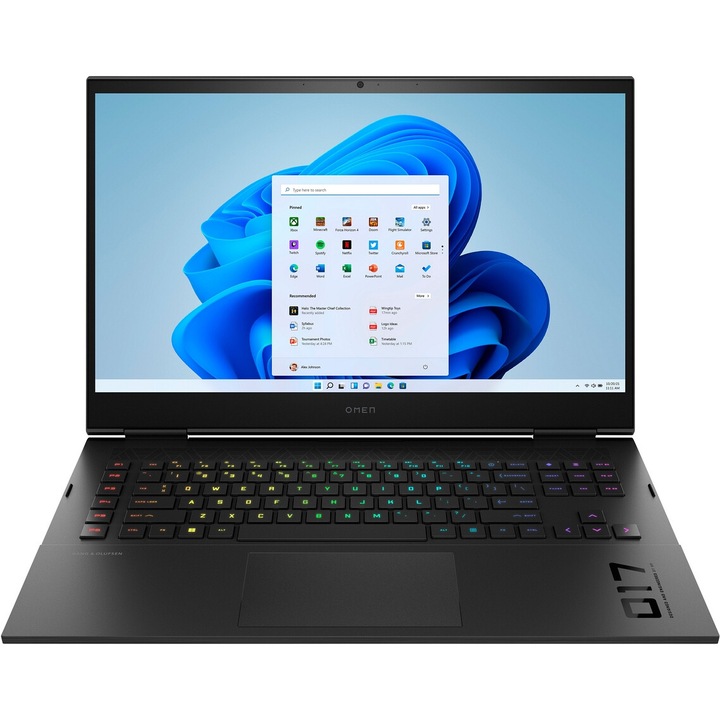 HP OMEN 17 Laptop, 17.3" QHD IPS 240 Hz, Intel Core i9-13900HX akár 5.4 GHz, 64 GB DDR5, 2 TB SSD, NVIDIA GeForce RTX 4090, 16 GB GDDR6, QWERTY UK billentyűzet, Windows 11 Home 64 bit, fekete