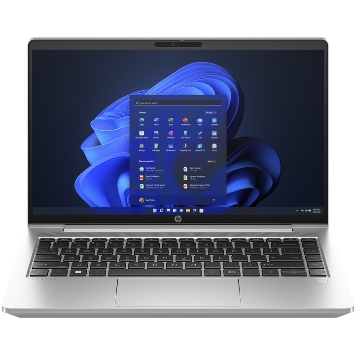 HP Laptop, 14" Full HD IPS, AMD Ryzen 5 7530U akár 4.5 GHz, 8 GB RAM, 256 GB SSD, AMD Radeon Graphics, Windows 11 Pro, ezüst