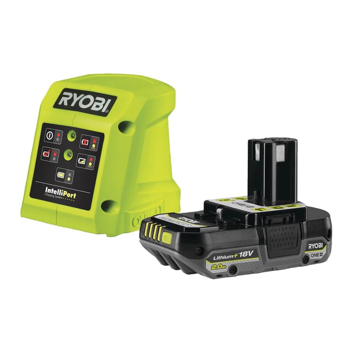Set acumulator si incarcator RYOBI, 2.0Ah 18V ONE+, compact, 1.5A