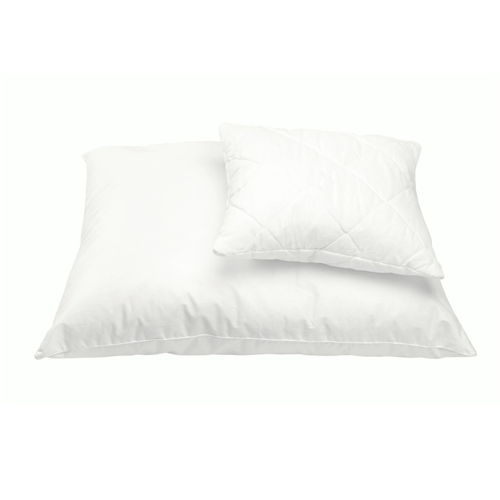 Set Pilota si Perna, Cotton Shop, Bumbac, Antialergic, Alb, 135 x 200 cm