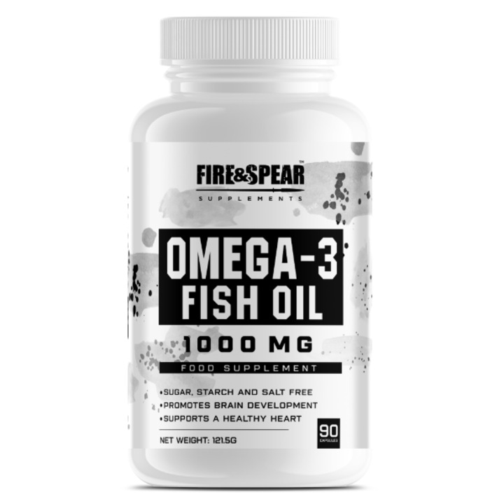 Ulei de Peste Omega-3, FIRE & SPEAR SUPPLEMENTS, 1000mg, 350mg Omega 3 per capsula, cu Vitamina E, 90 capsule