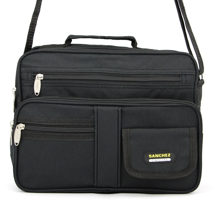 Férfi táska, Sanchez Casual, nylon, fekete, 28,5x14x21,5 cm