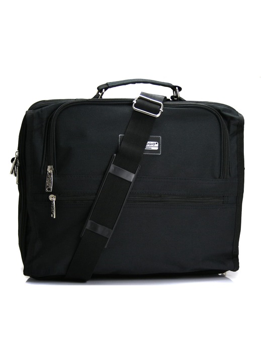 Bellugio férfi táska, nylon, több rekeszes, fekete, 37x18x30cm