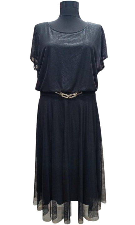 Rochie eleganta din tulle si lurex, negru, XL