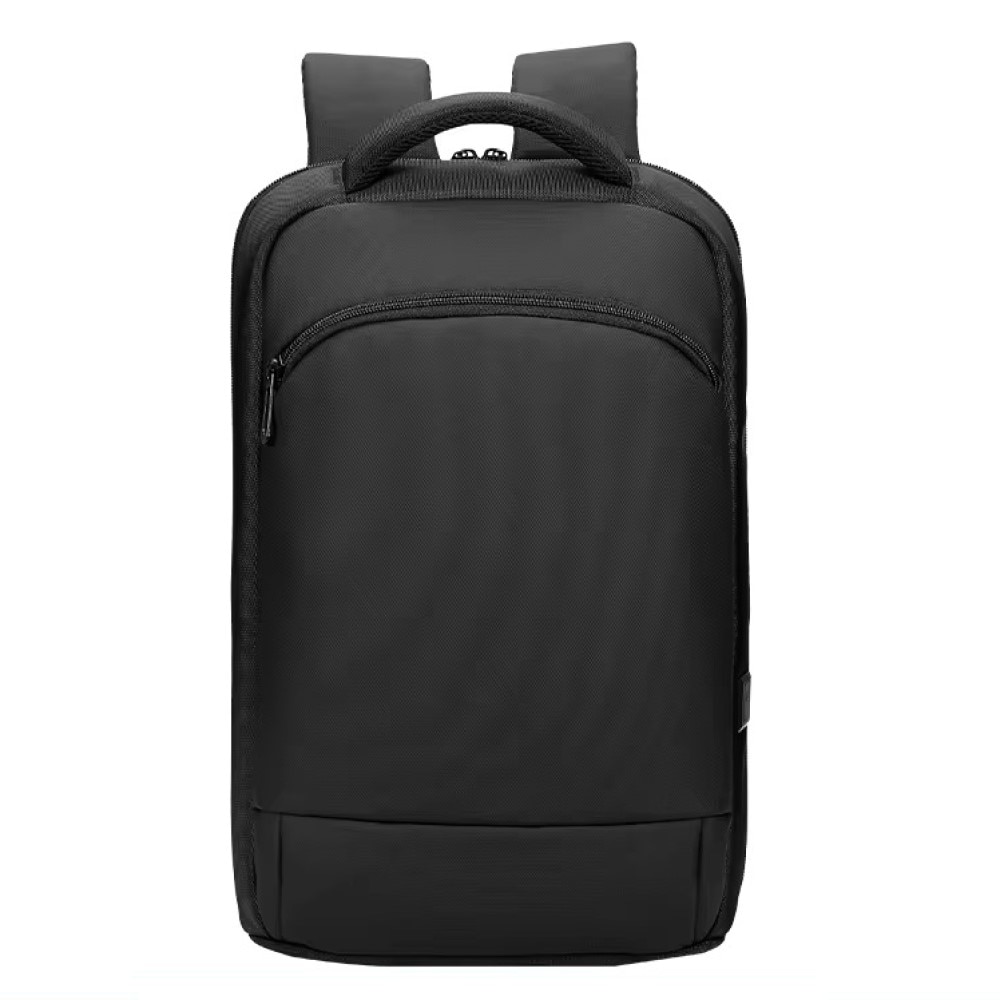 Rucsac laptop 15.6" business casual ingust, impermeabil, cu port de incarcare USB si buzunar antifurt, GETICS, 28.5x8x42 cm, Negru