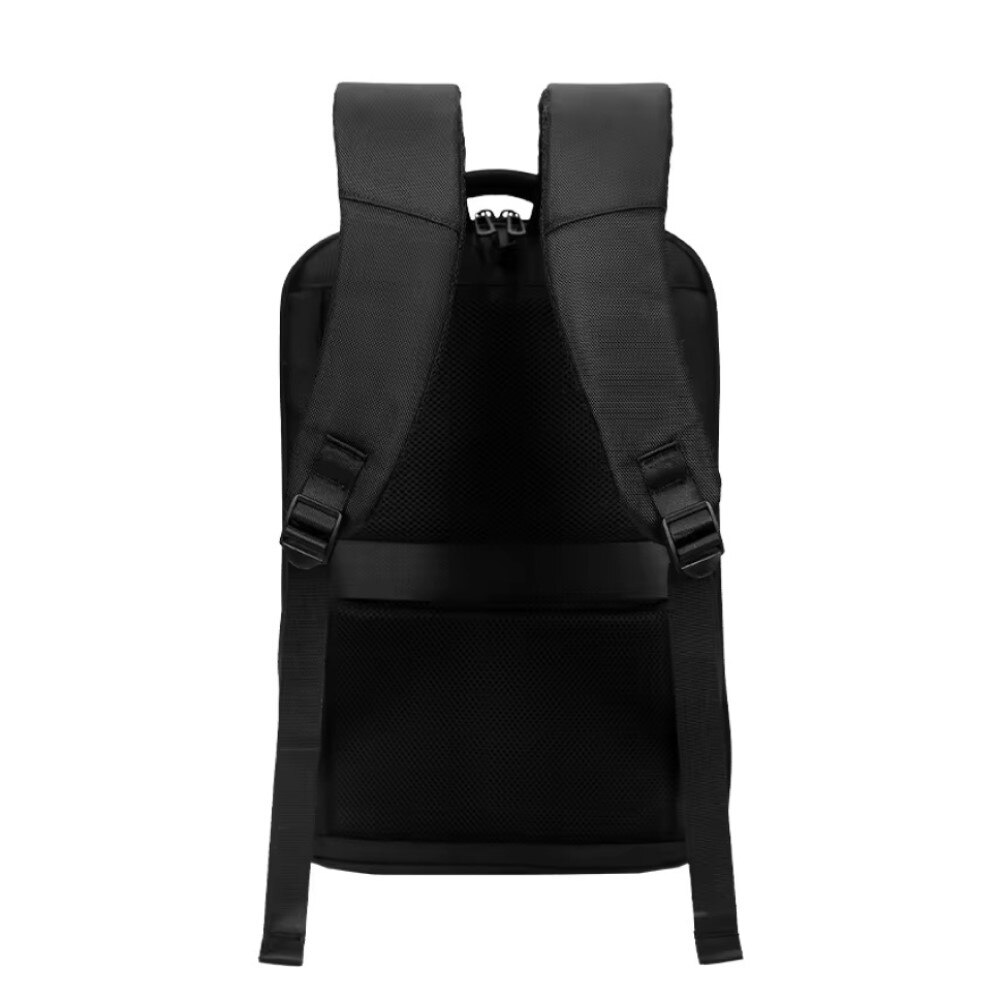Rucsac laptop 15.6" business casual ingust, impermeabil, cu port de incarcare USB si buzunar antifurt, GETICS, 28.5x8x42 cm, Negru