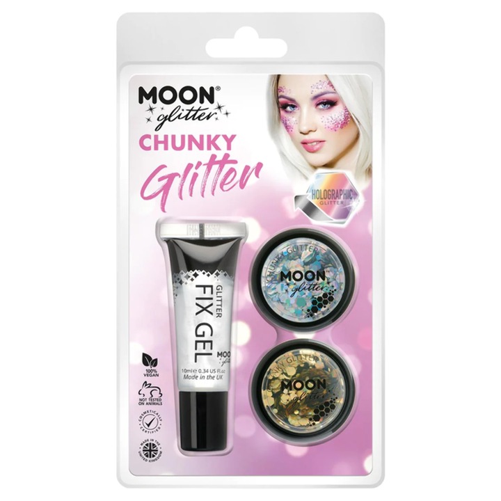 Holografikus csillogó smink arany ezüst szett Moon fixáló géllel